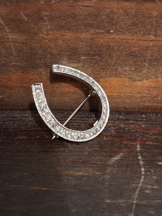 Tru Kay Jewelry - Sterling Silver Crystal Horseshoe Pin Brooch Tru Kay
